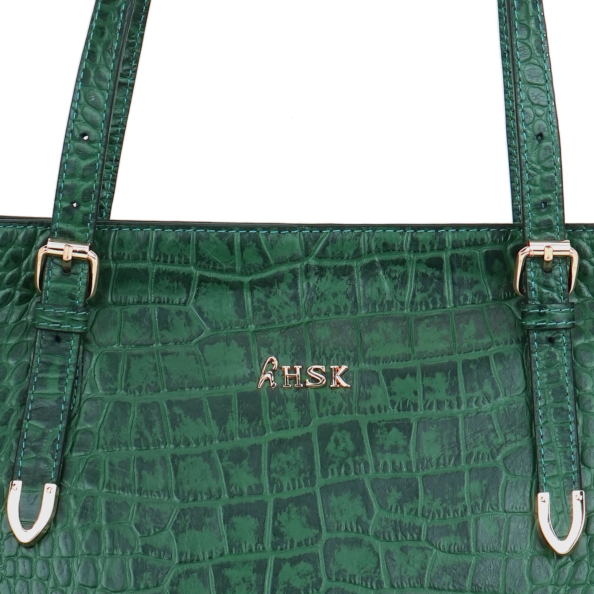 Emerald Crocodile Embossed Luxury Leather Tote
