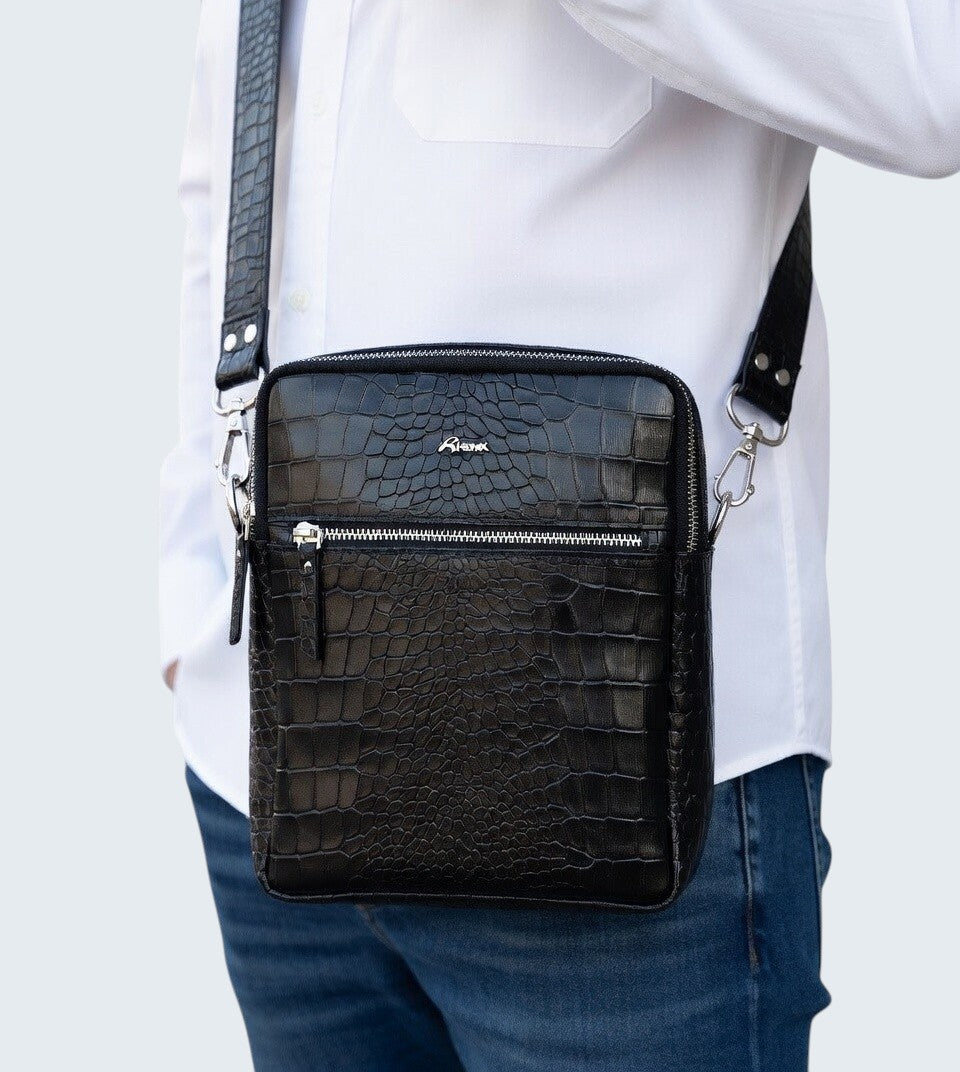 Charcoal Men Cross-body Leather Bag