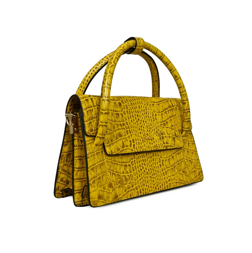 Satchel yellow Leather Sling Bag