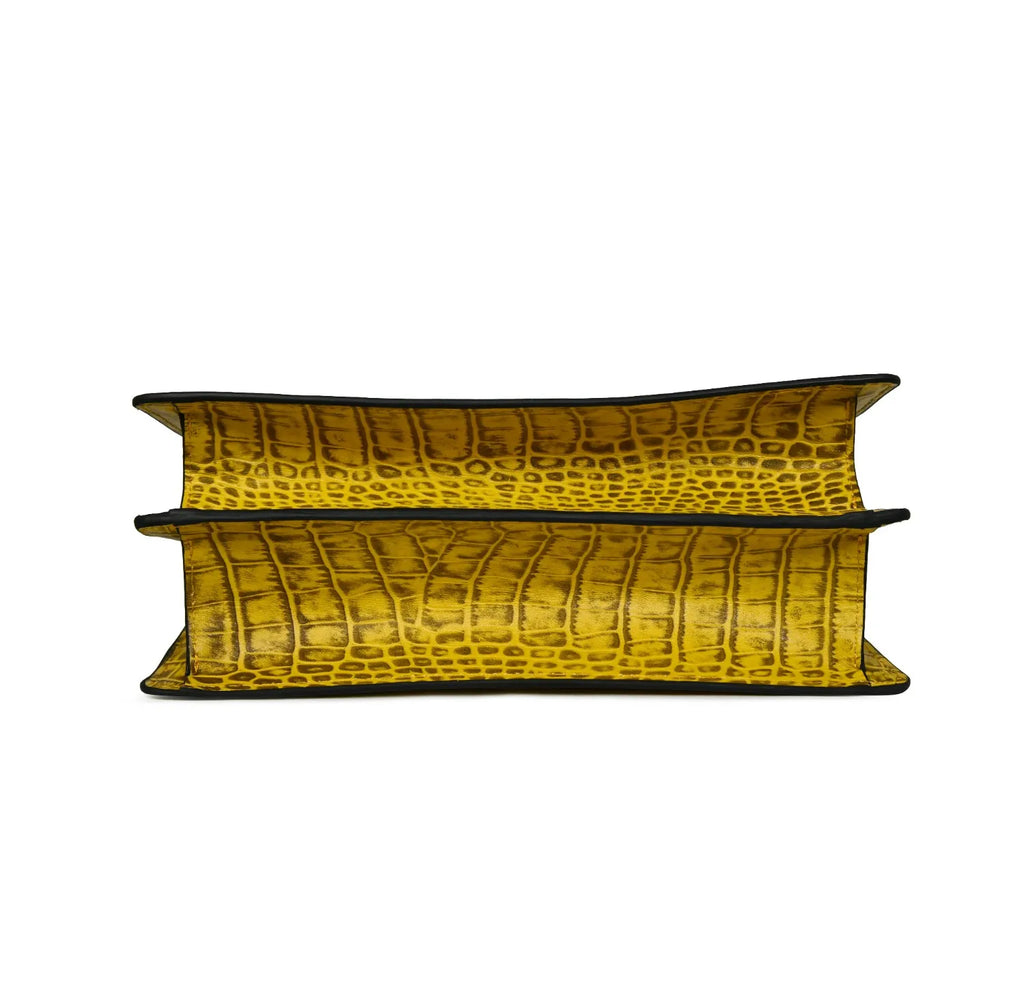 Satchel yellow Leather Sling Bag