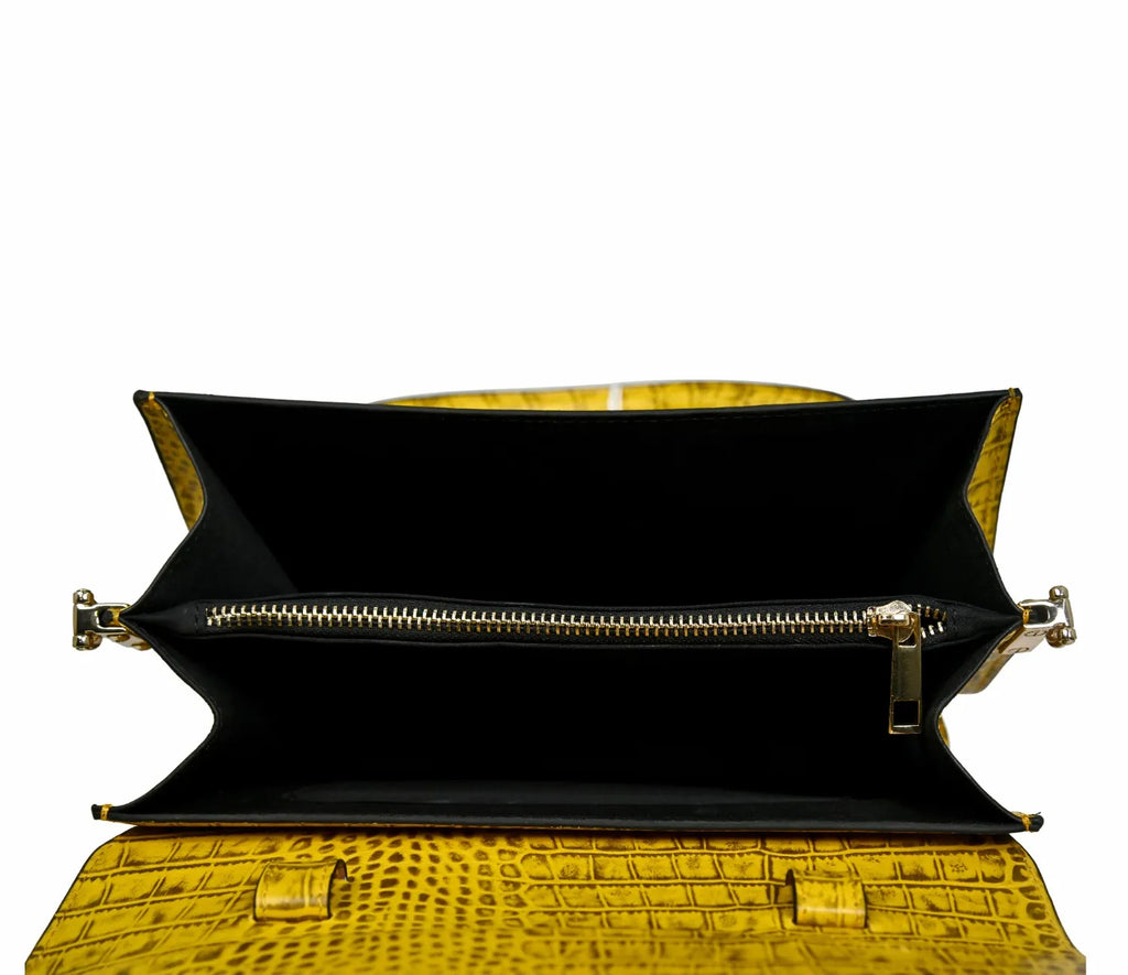 Satchel yellow Leather Sling Bag