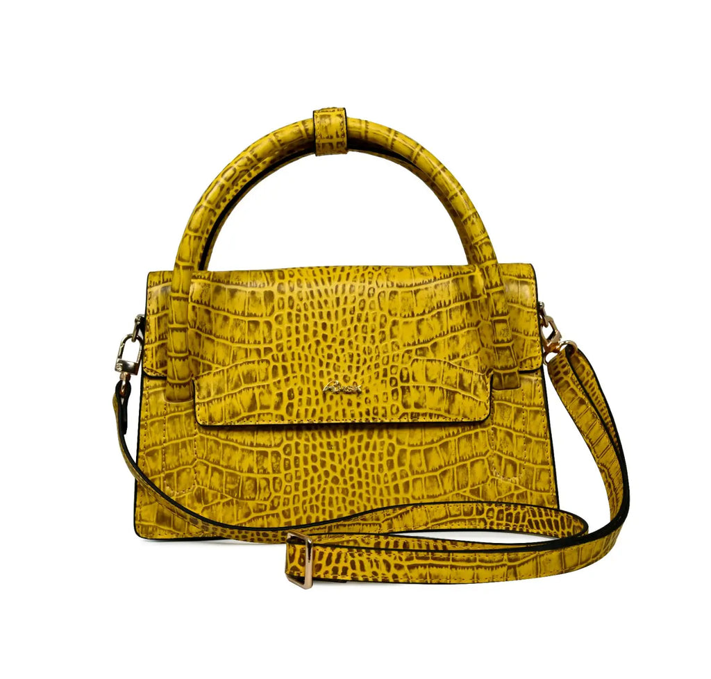 Satchel yellow Leather Sling Bag