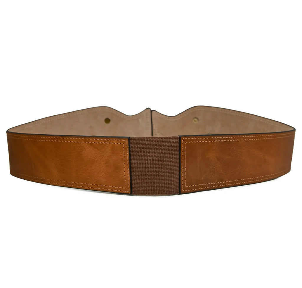 Wide Elevated Leather Belt Brown