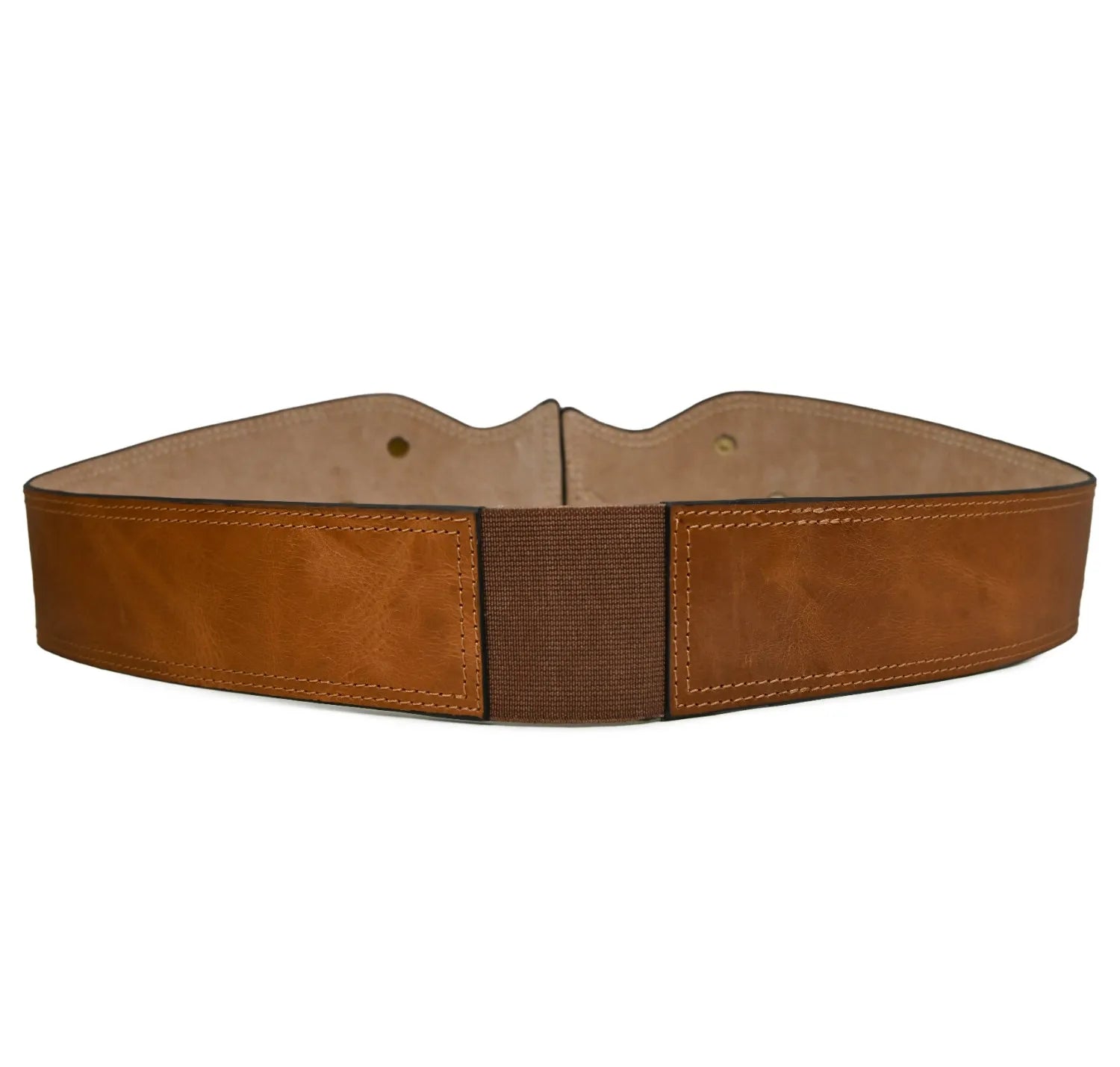 Wide Elevated Leather Belt Brown