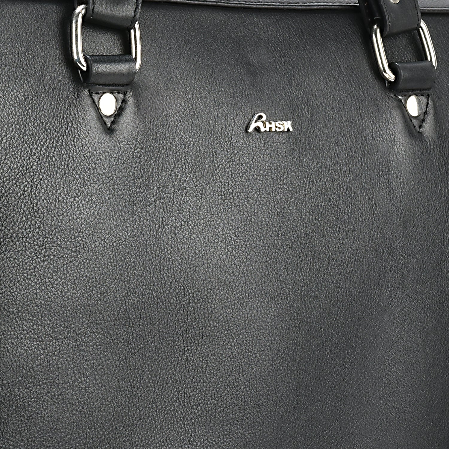 Grain Leather Laptop Bag Black