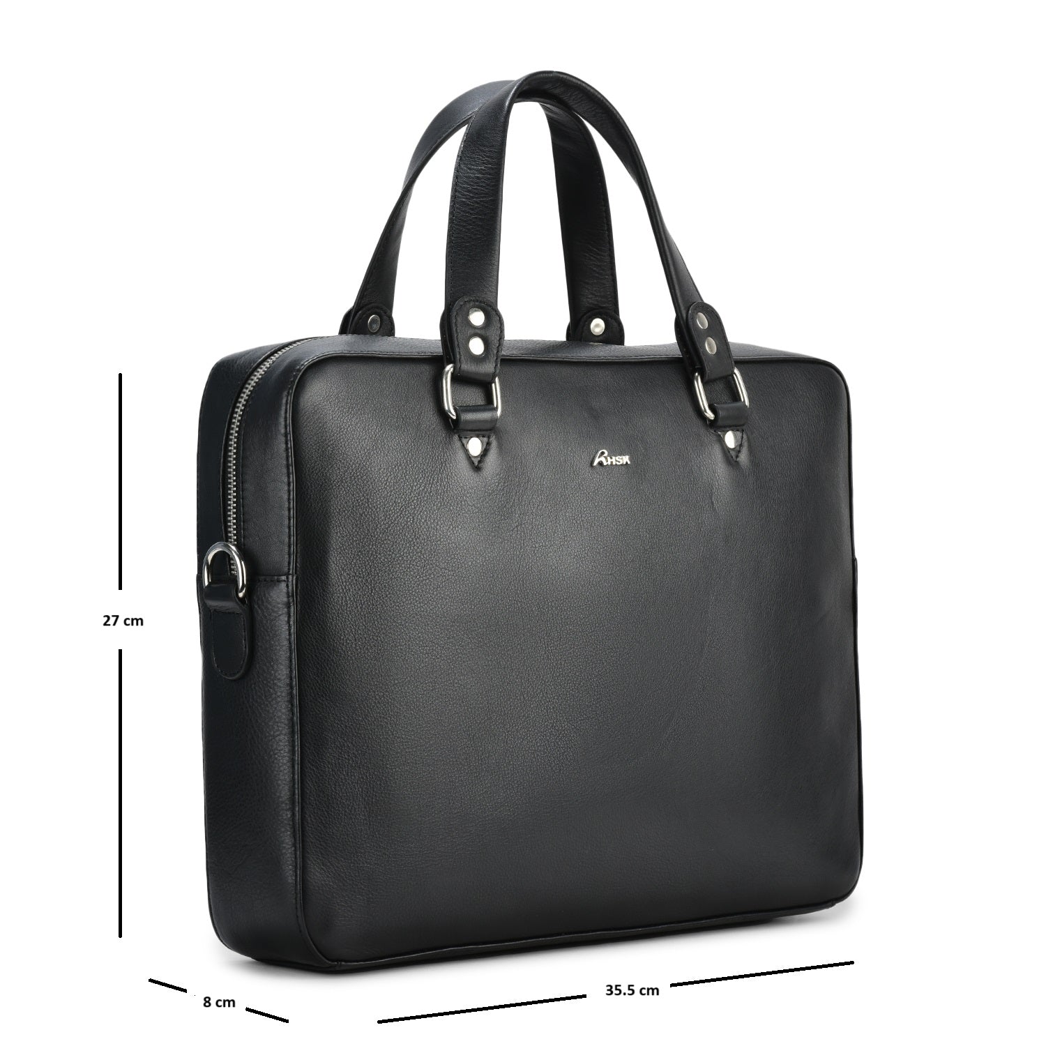 Grain Leather Laptop Bag Black