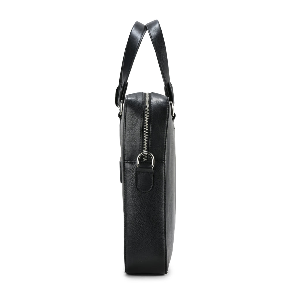 Grain Leather Laptop Bag Black