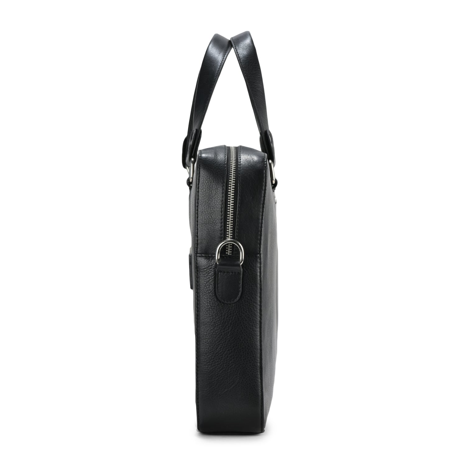 Grain Leather Laptop Bag Black