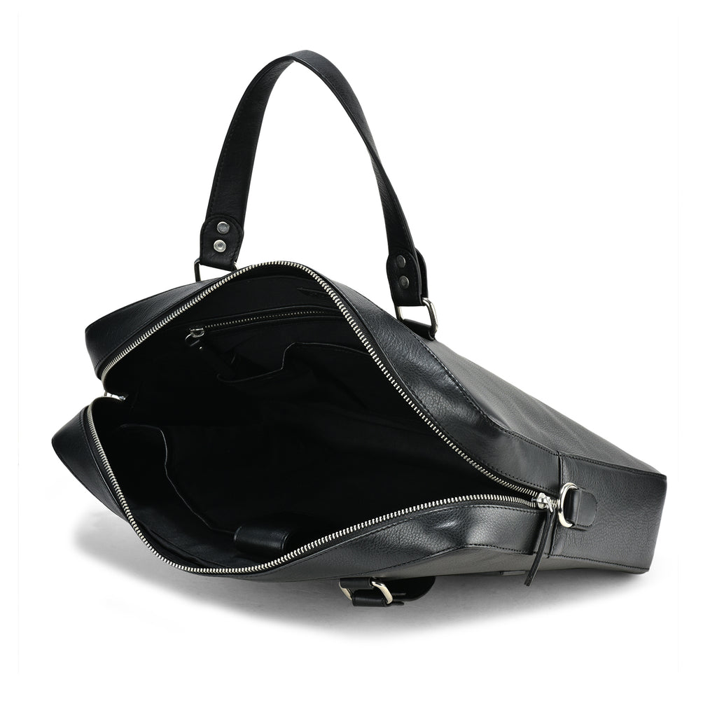 Grain Leather Laptop Bag Black