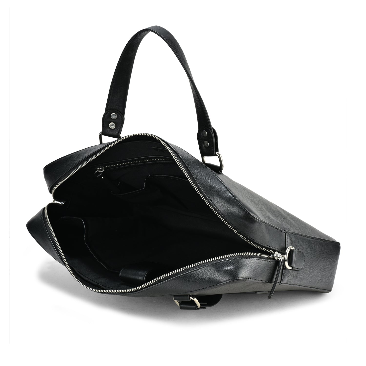 Grain Leather Laptop Bag Black