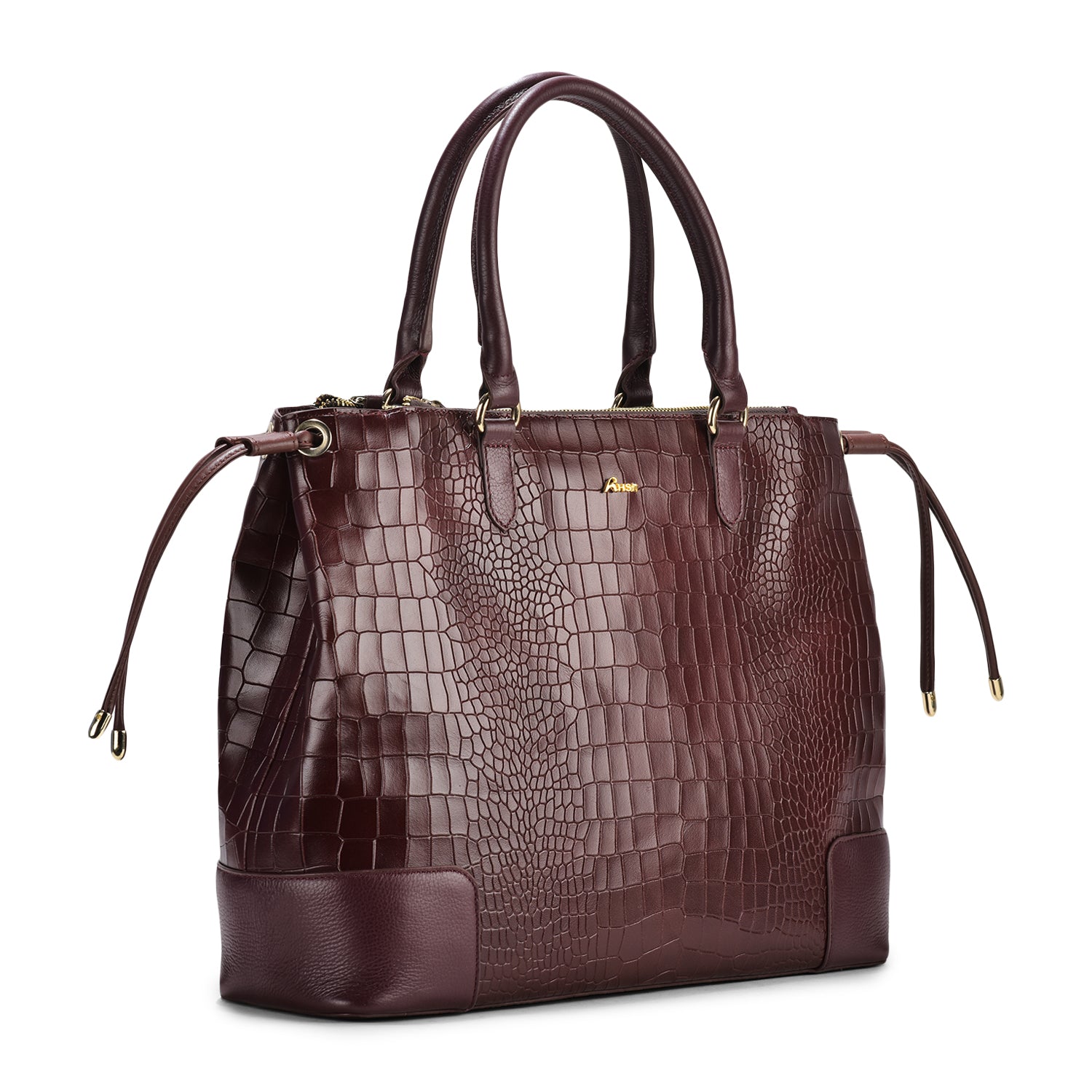 Utility Cherry Croc Leather Tod Bag