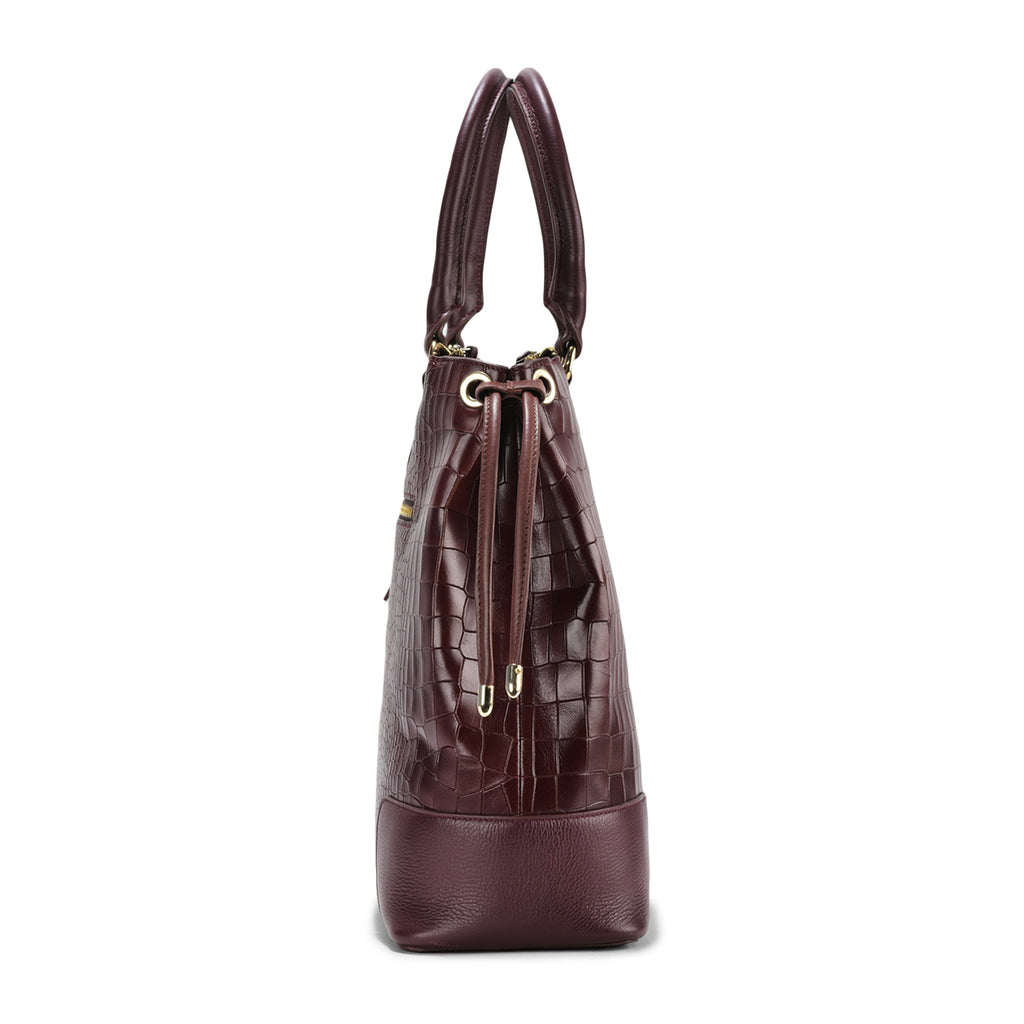 Utility Cherry Croc Leather Tod Bag