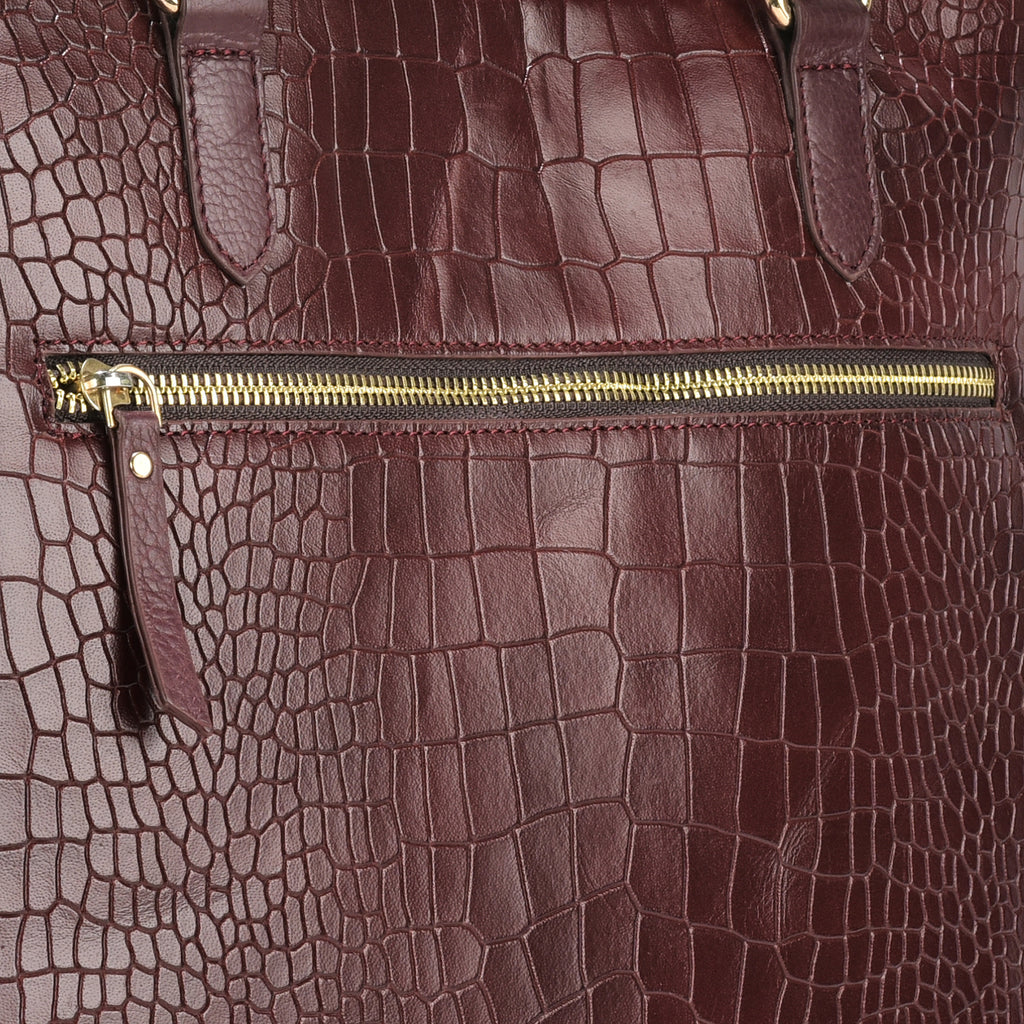 Utility Cherry Croc Leather Tod Bag