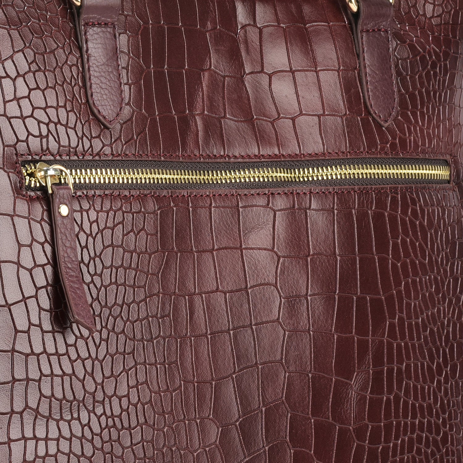 Utility Cherry Croc Leather Tod Bag