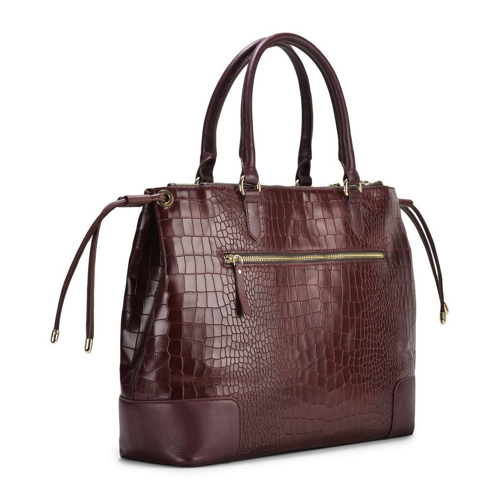 Utility Cherry Croc Leather Tod Bag