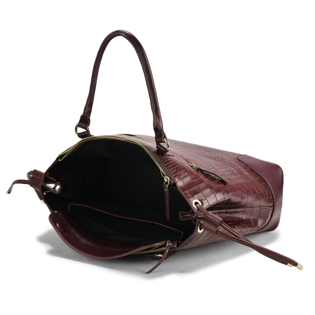 Utility Cherry Croc Leather Tod Bag