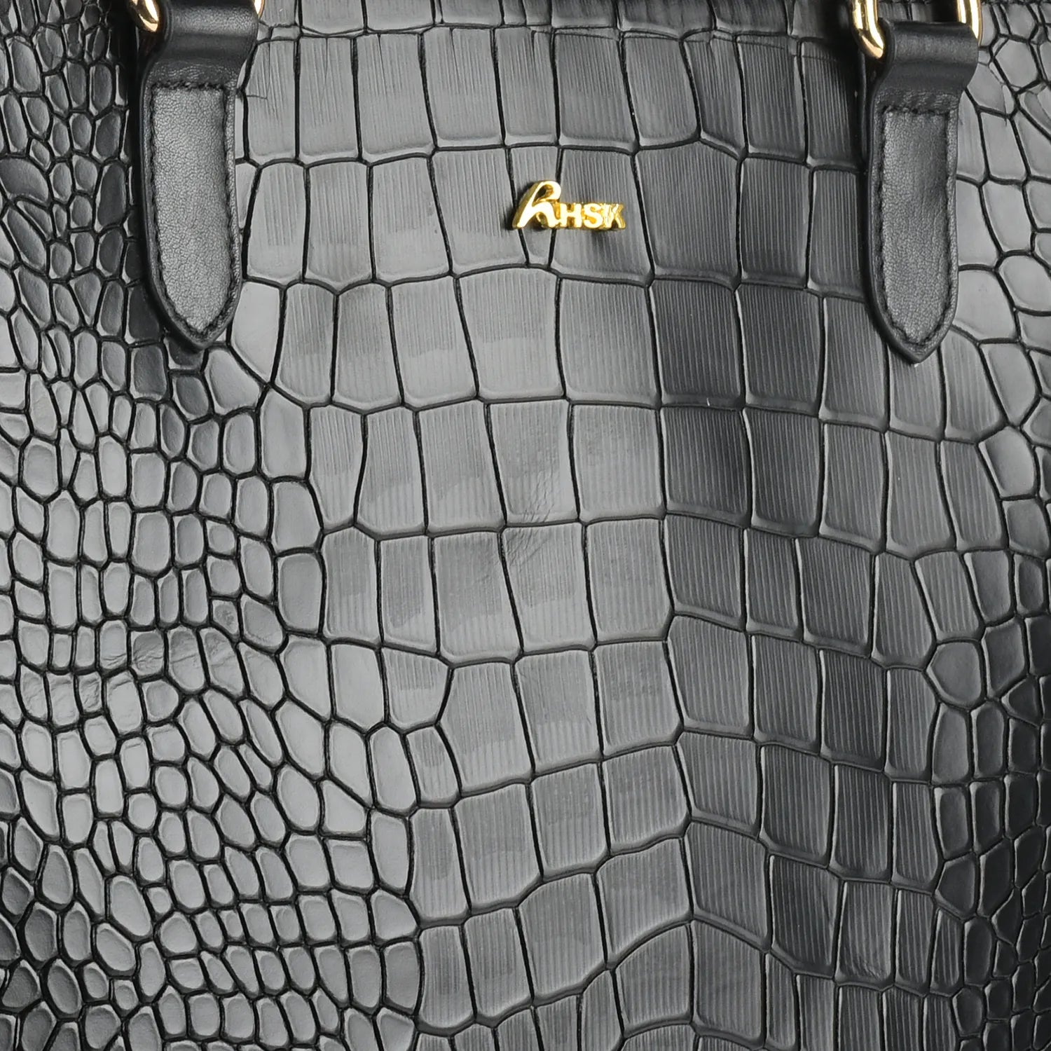 Utility Black Croc Leather Tod Bag
