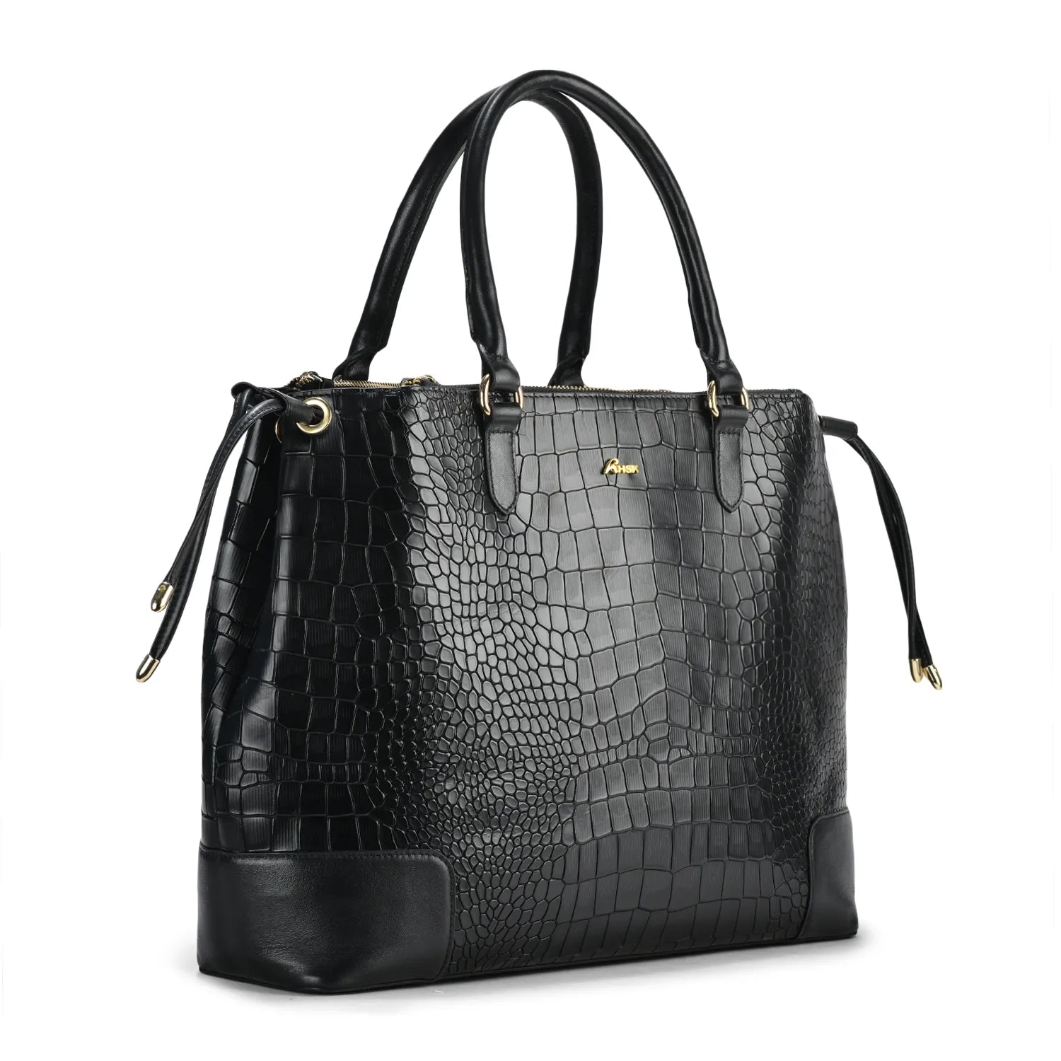Utility Black Croc Leather Tod Bag