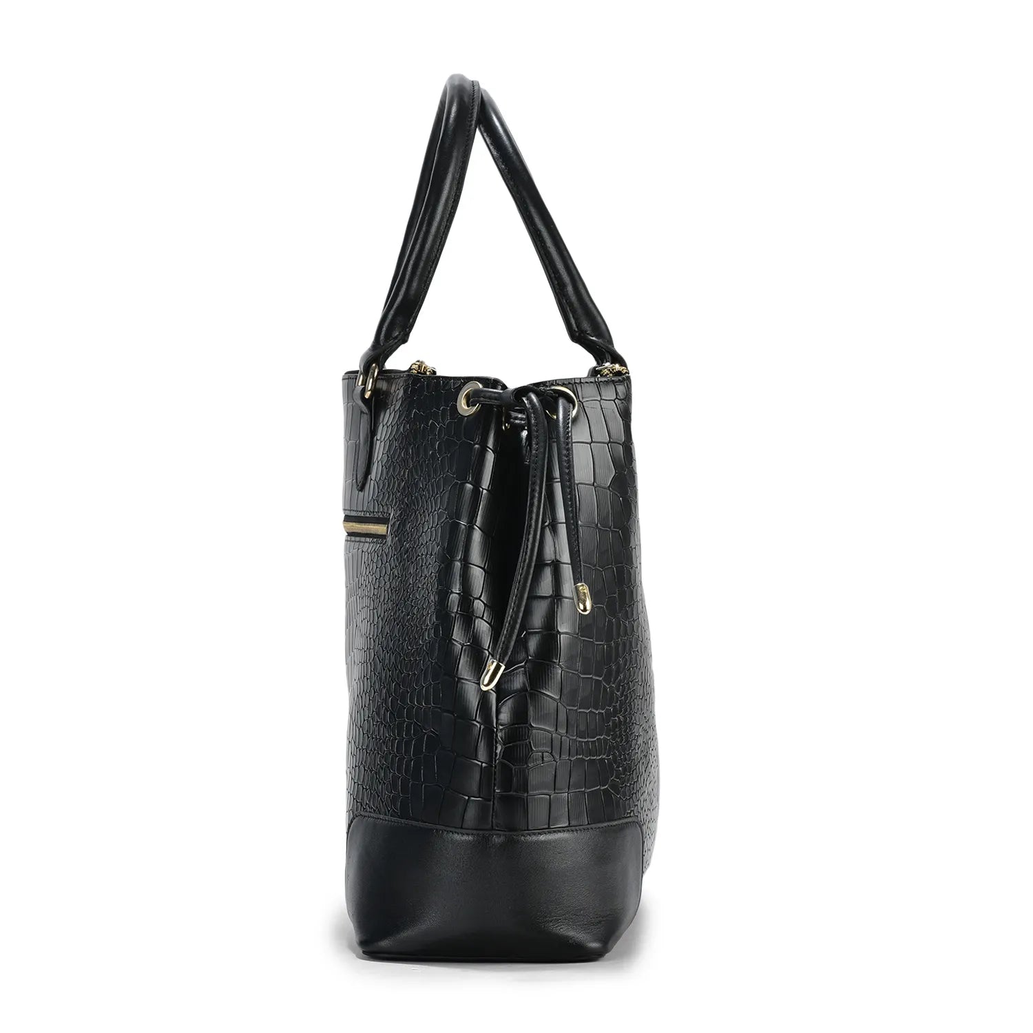 Utility Black Croc Leather Tod Bag