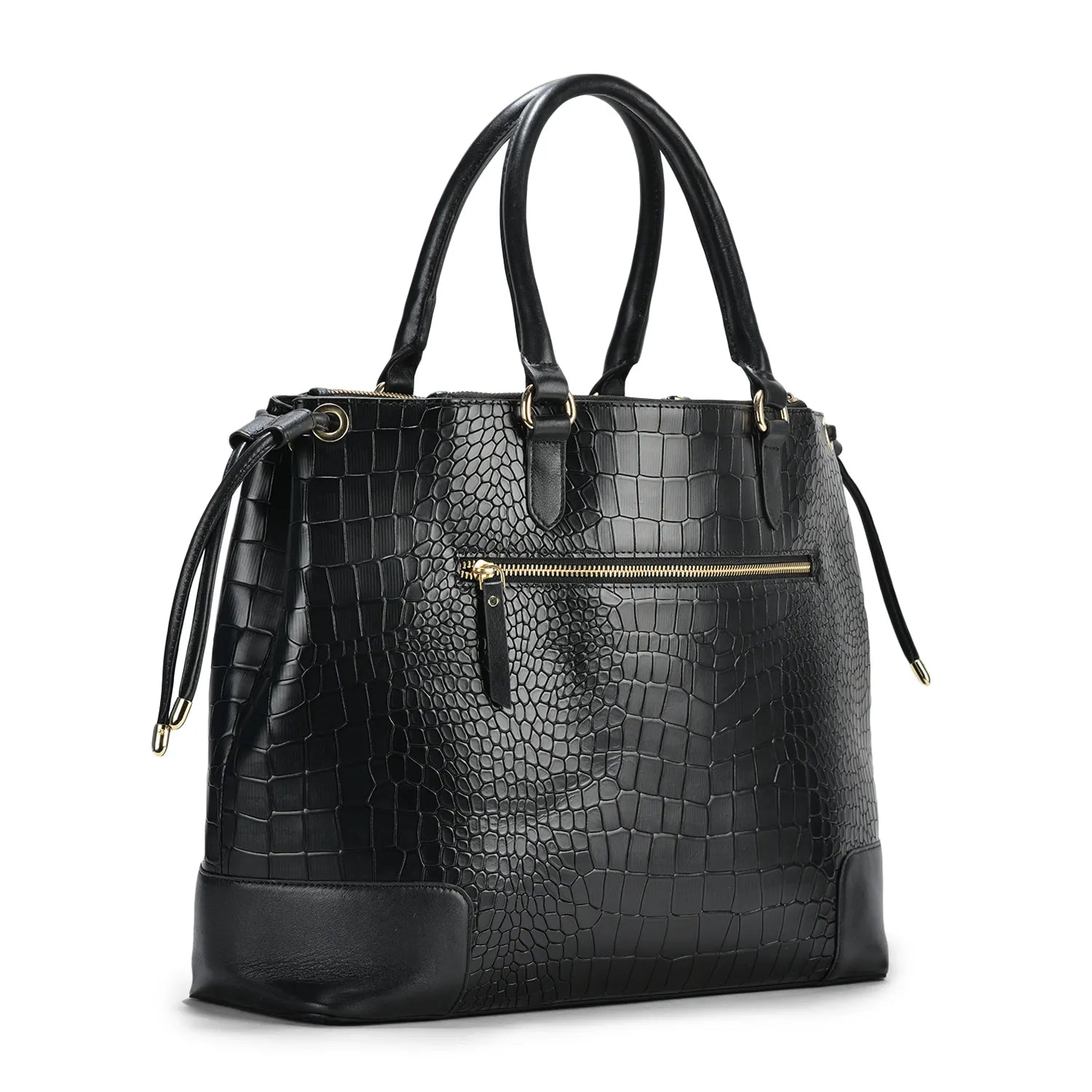 Utility Black Croc Leather Tod Bag