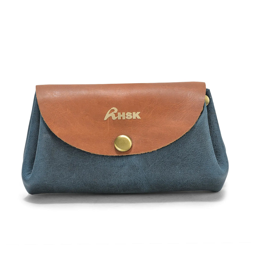 Petite Grain Leather Wallet Blue