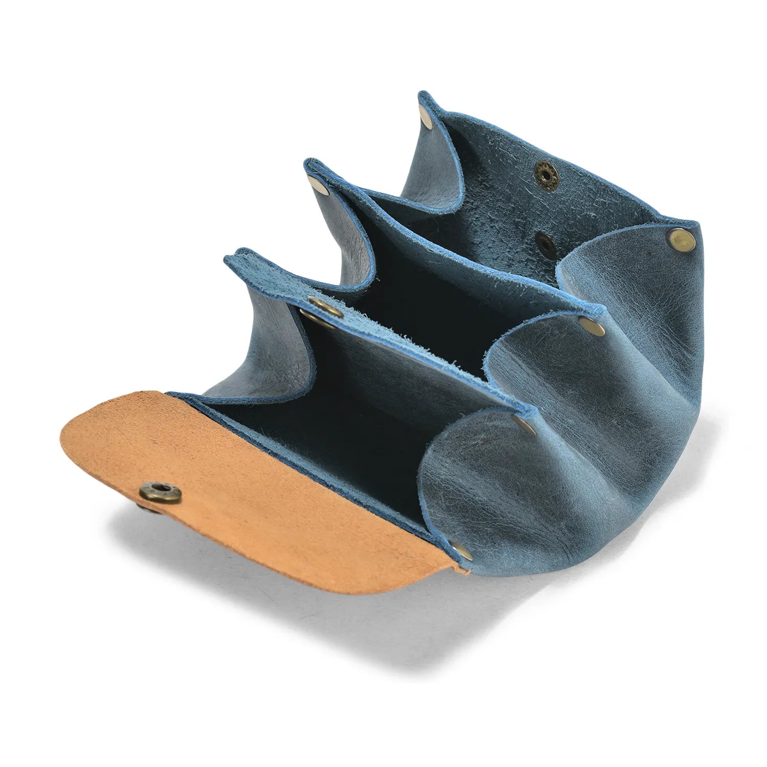 Petite Grain Leather Wallet Blue