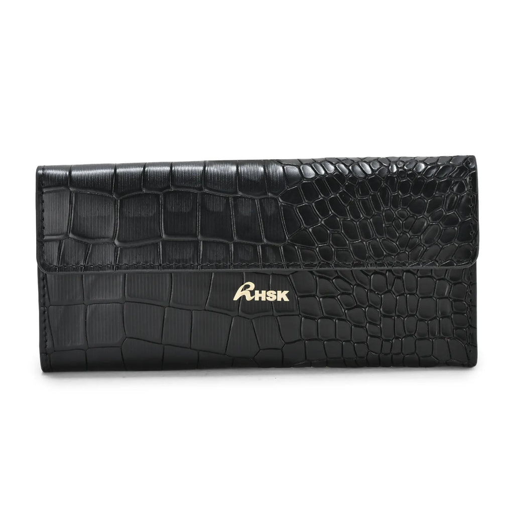 Hardly Croc Leather Wallet Black