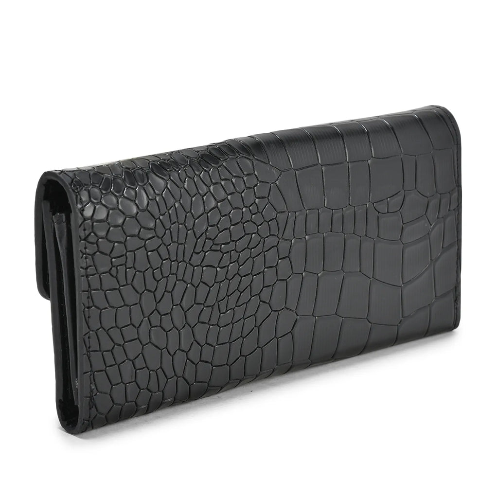 Hardly Croc Leather Wallet Black