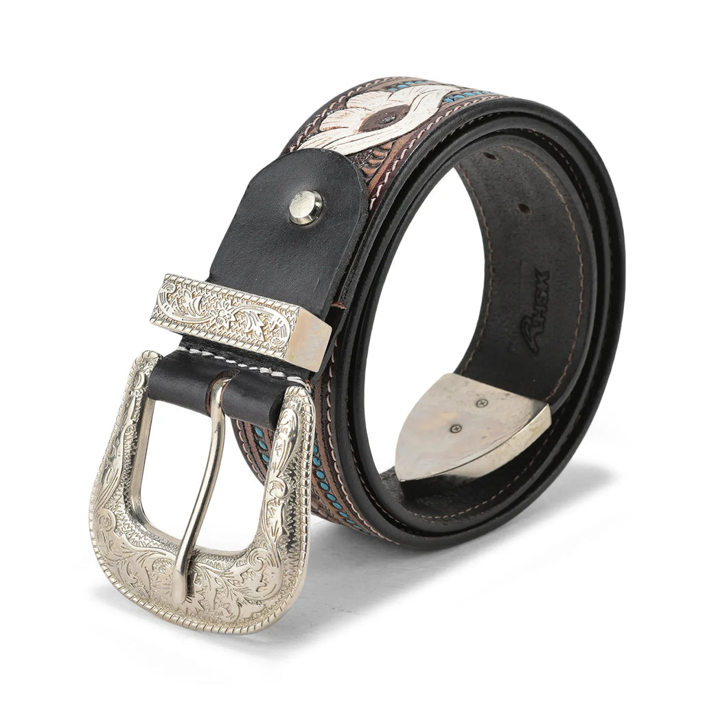 Handmade Unisex Western Belt Genuine Full Grain Leather