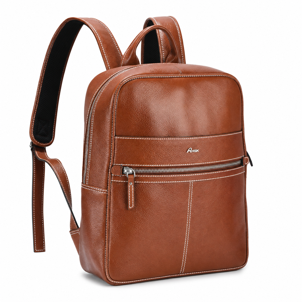 Athleisure Grain Leather Backpack Tan