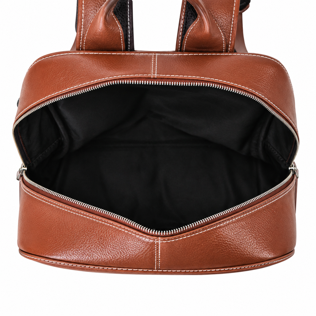 Athleisure Grain Leather Backpack Tan