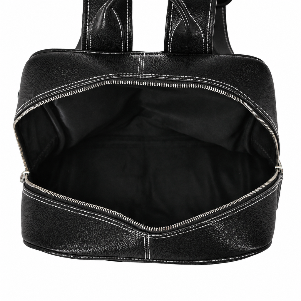 Athleisure Grain Leather Backpack Black