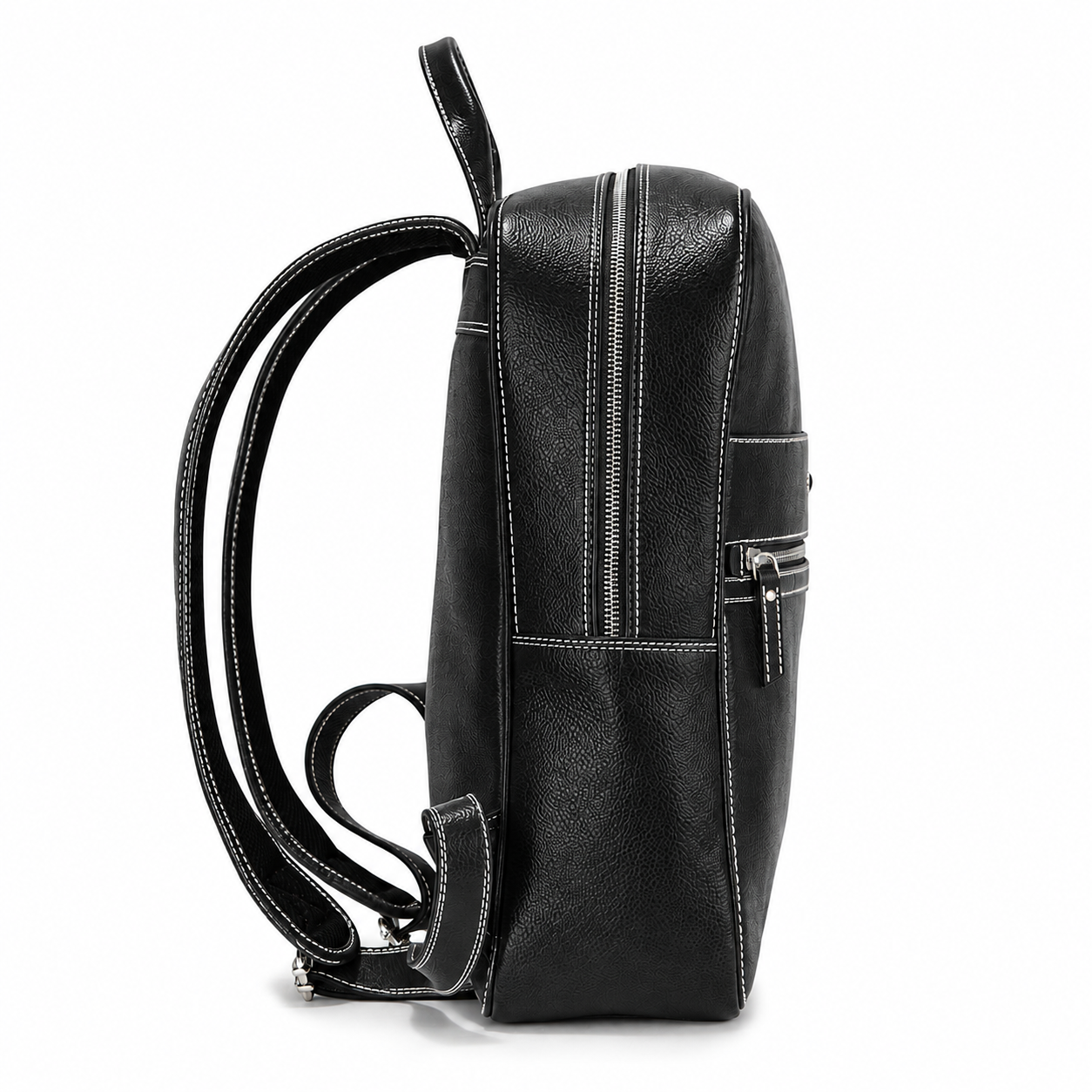 Athleisure Grain Leather Backpack Black