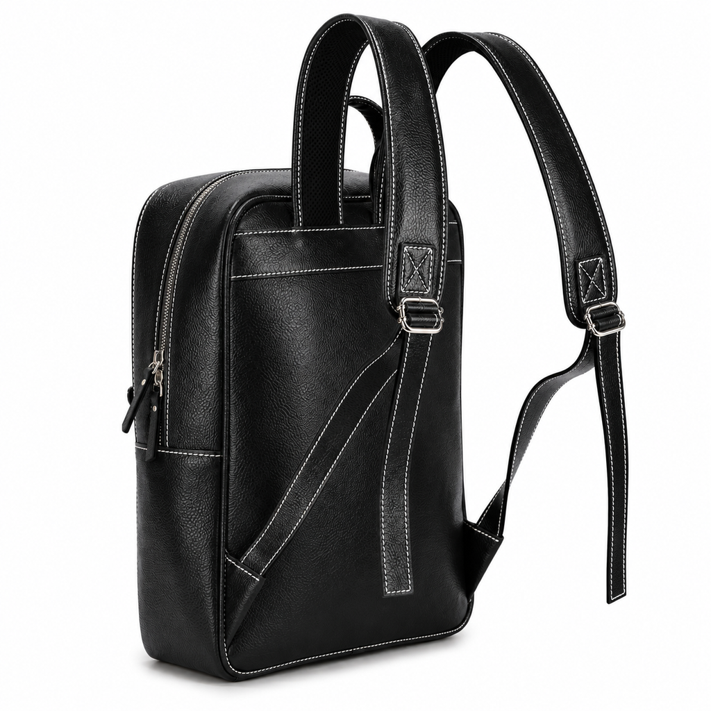 Athleisure Grain Leather Backpack Black