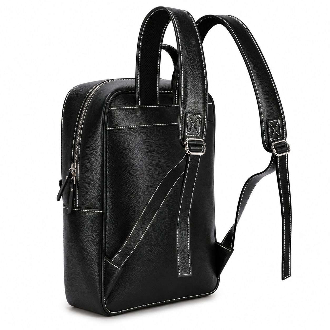 Athleisure Grain Leather Backpack Black
