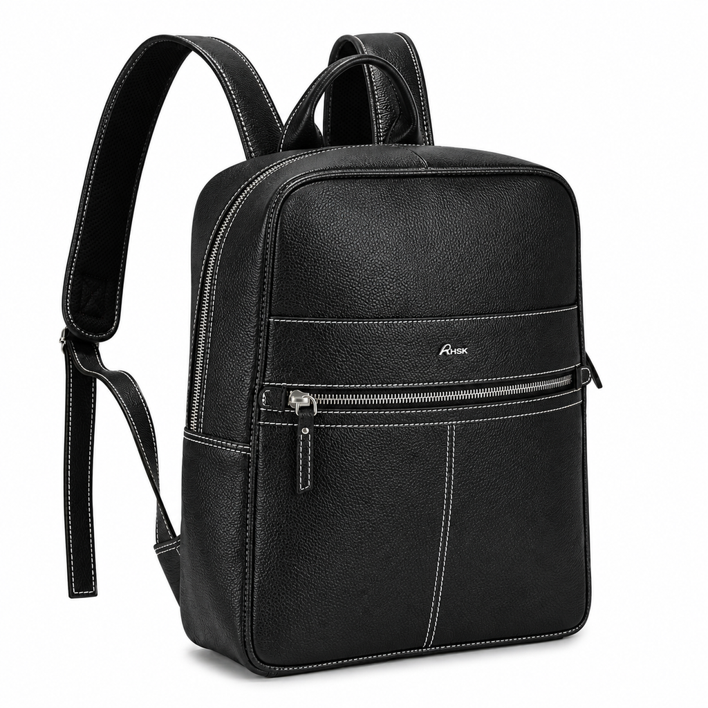 Athleisure Grain Leather Backpack Black