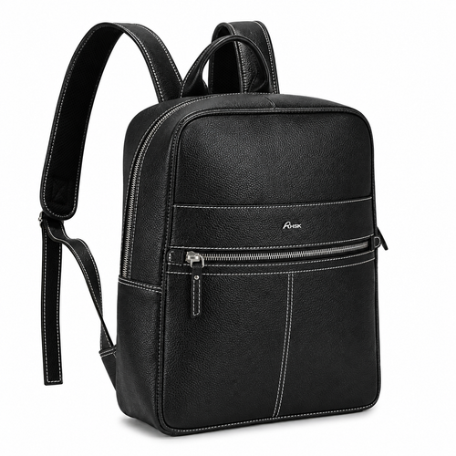 Athleisure Grain Leather Backpack Black
