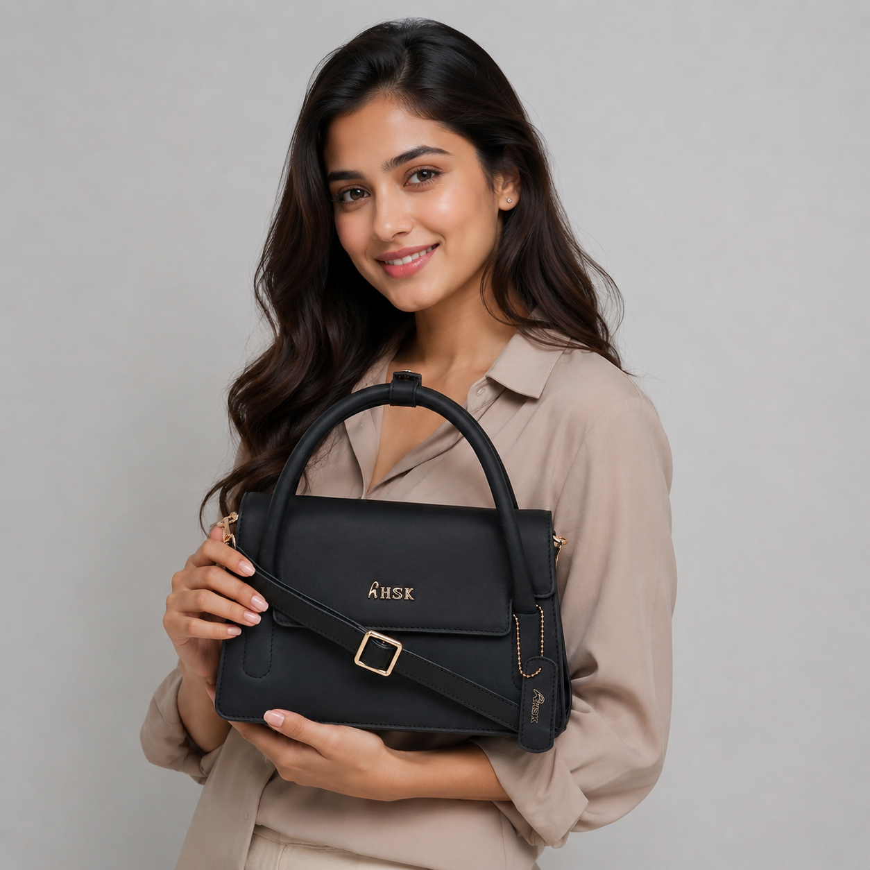 Minimalist Luxury Black Leather Sling