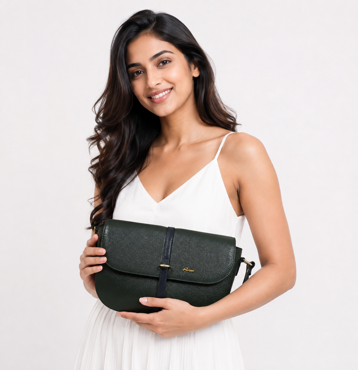 Royal Green Leather Sling Bag