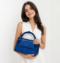 Satchel Blue Leather Sling Bag