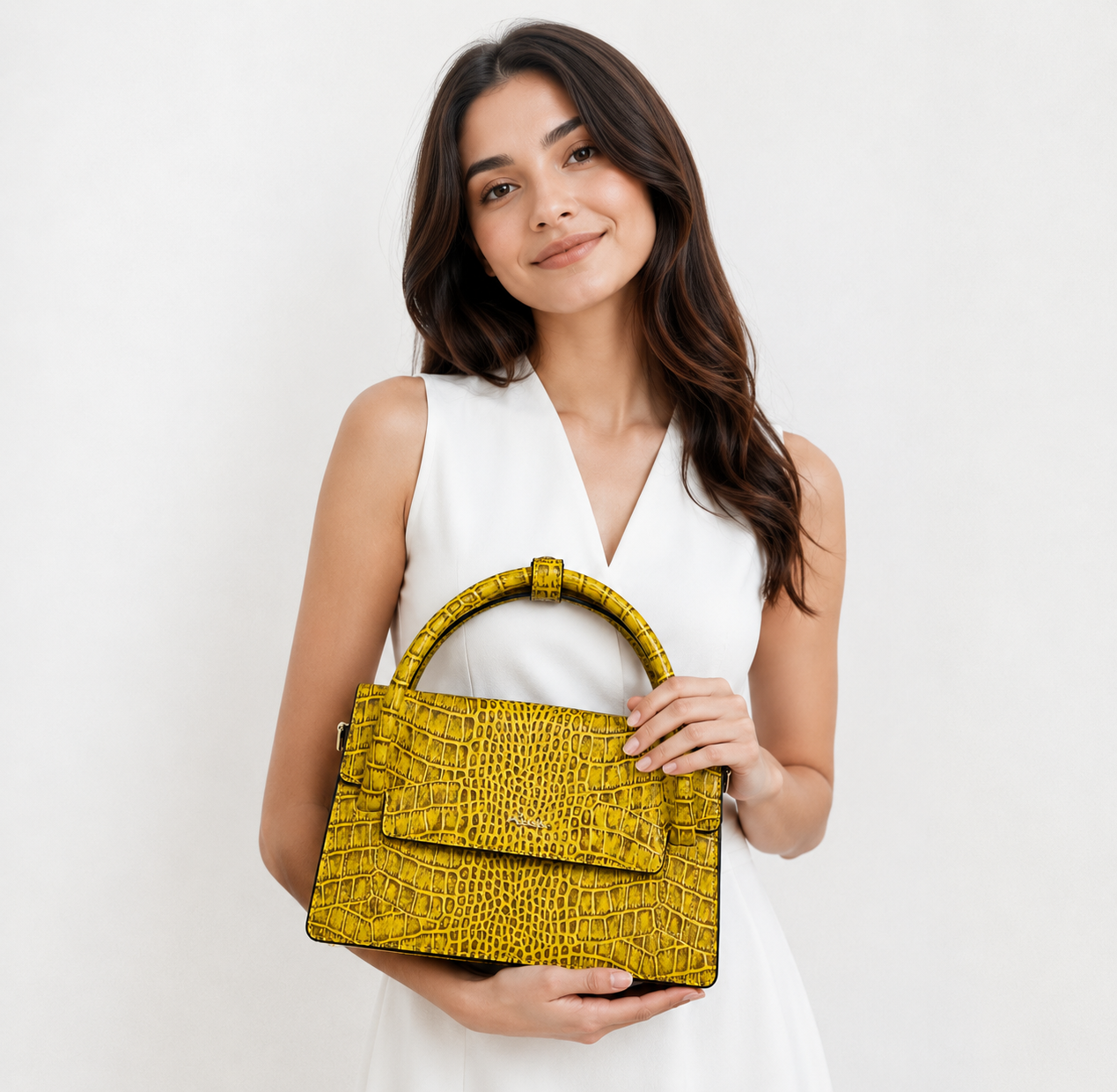 Satchel yellow Leather Sling Bag