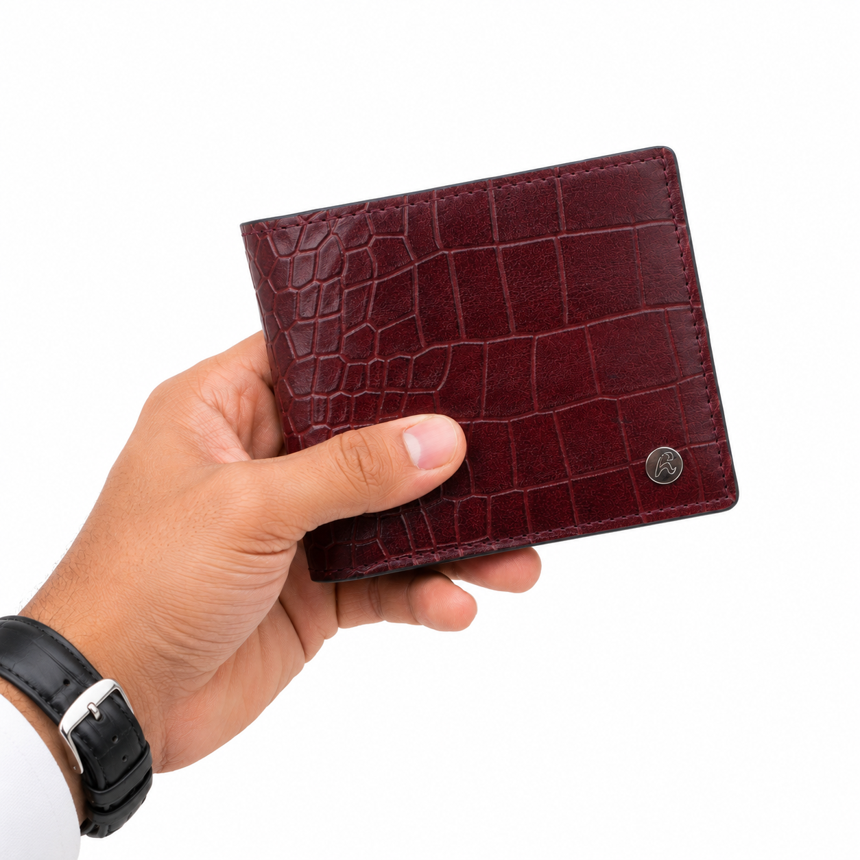 Emerald Croc Embossed Leather Wallet