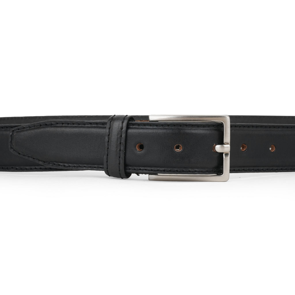 Premium Black Genuine Leather Belt for Men with Silver Buckle