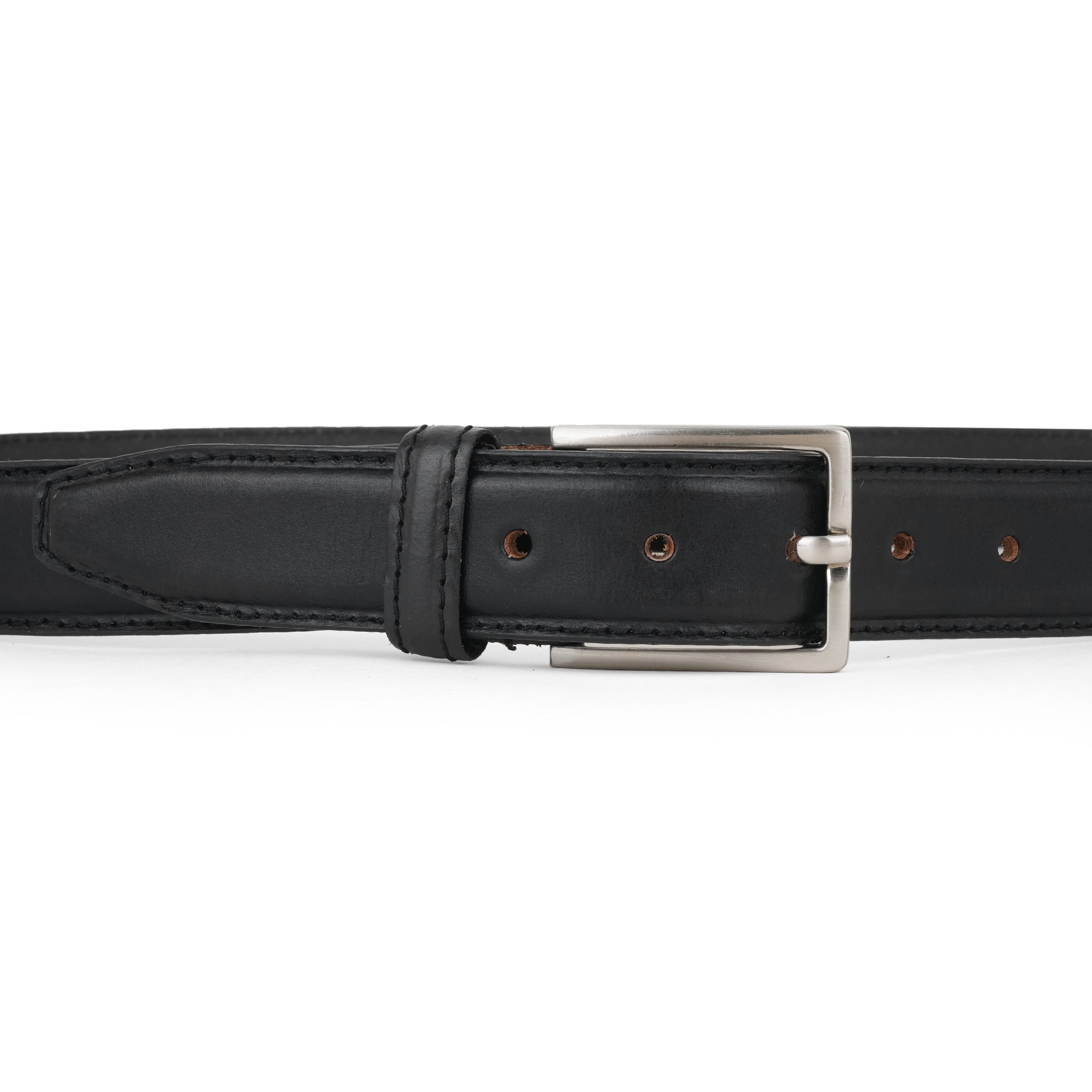 Premium Black Genuine Leather Belt for Men with Silver Buckle