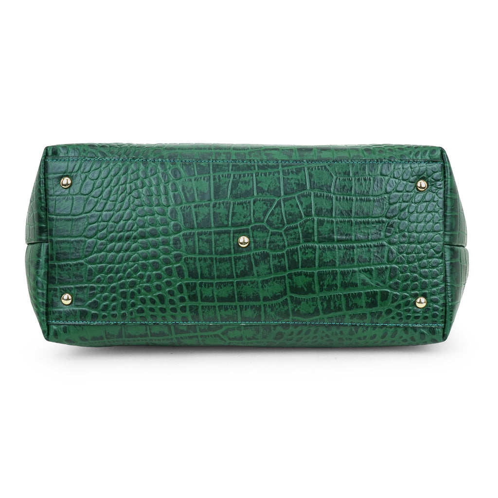 Emerald Crocodile Embossed Luxury Leather Tote