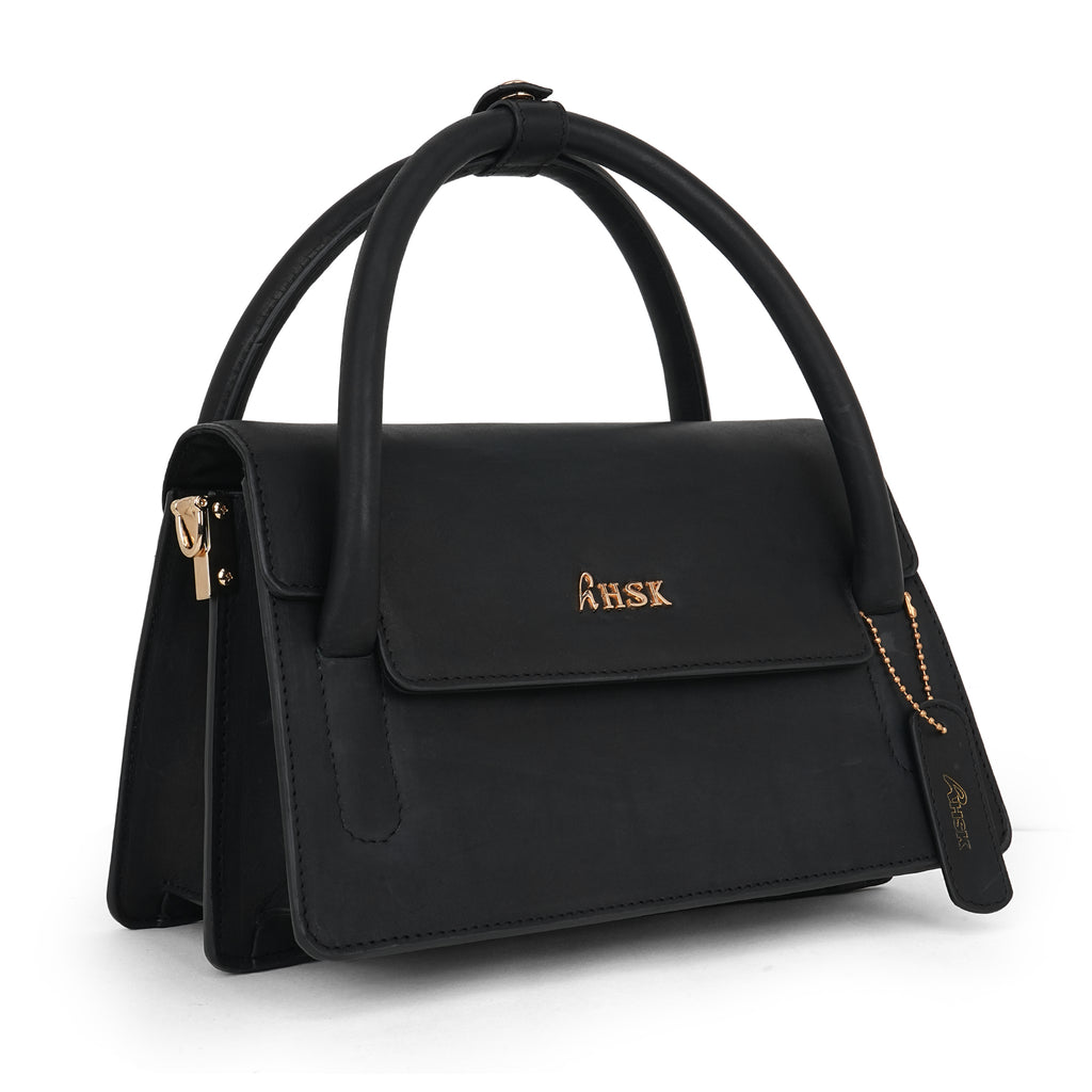 Minimalist Luxury Black Leather Sling
