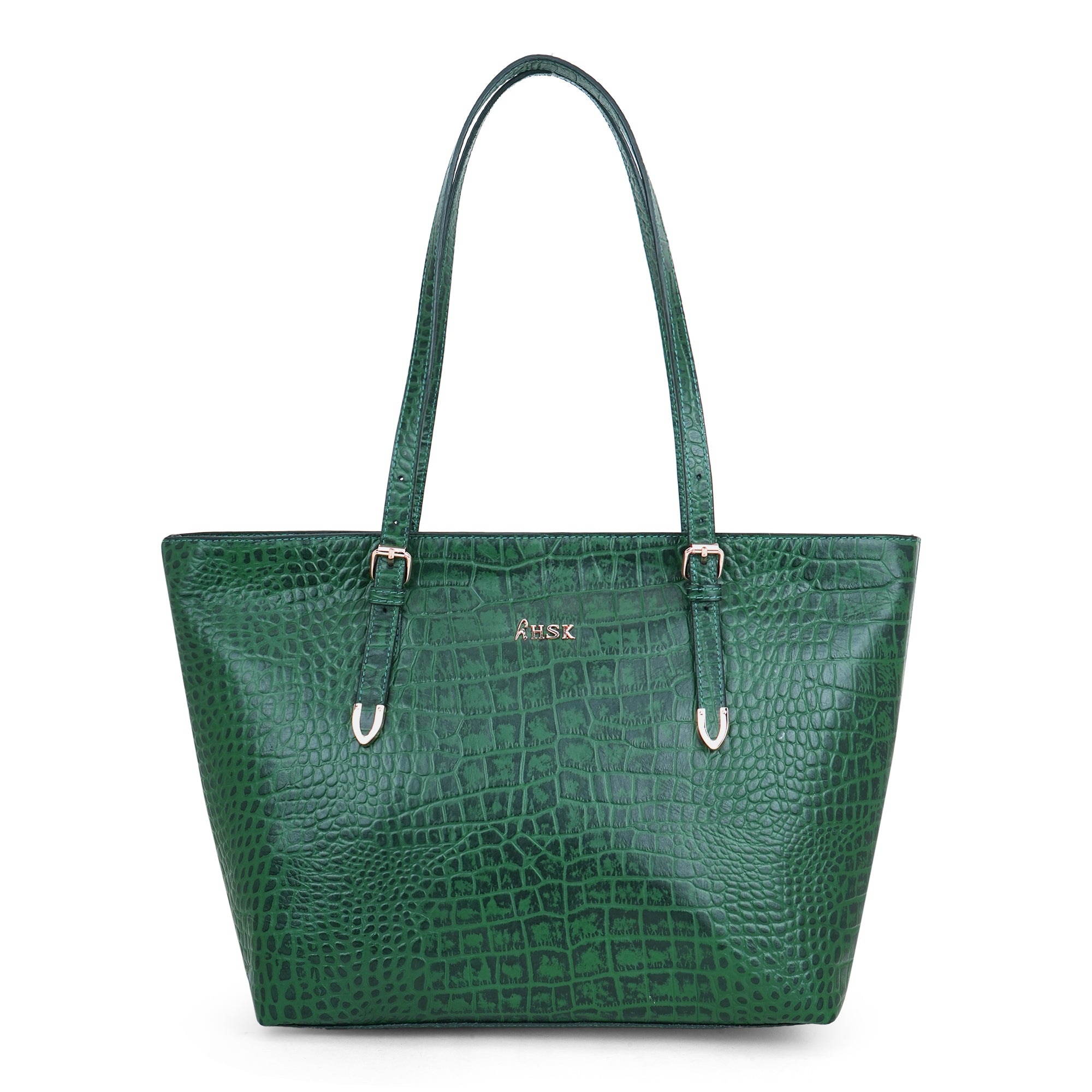 Emerald Crocodile Embossed Luxury Leather Tote