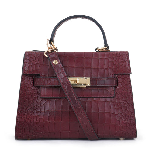 Alligator-Texture Leather Sling Bag