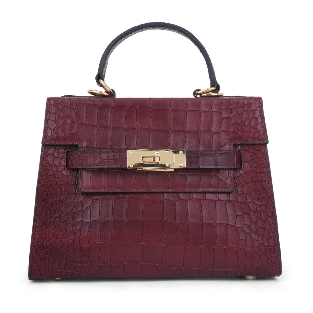 Alligator-Texture Leather Sling Bag