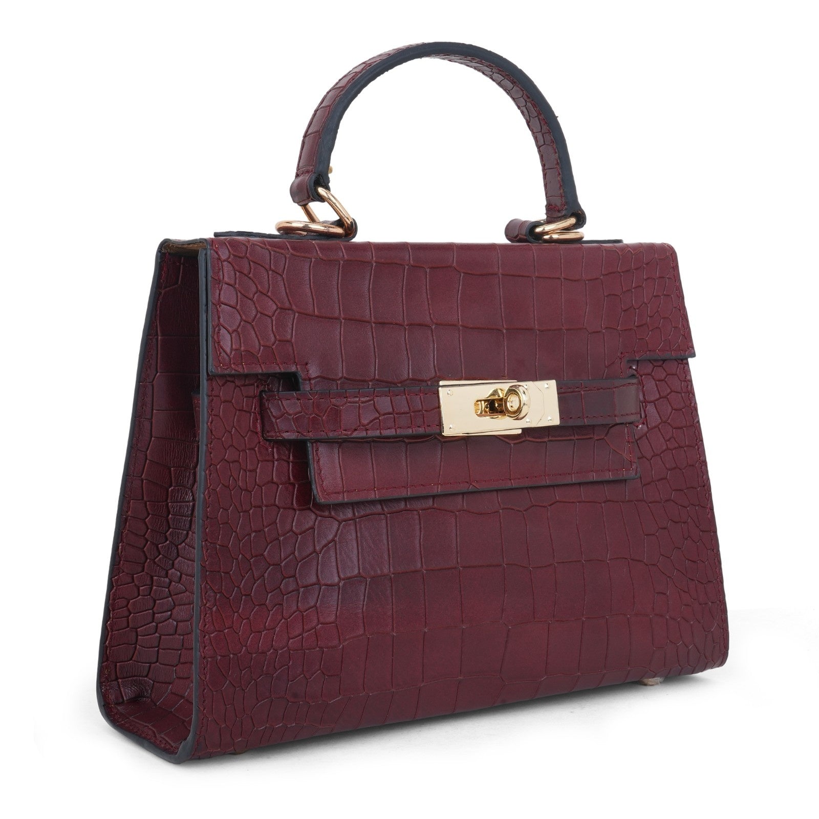 Alligator-Texture Leather Sling Bag